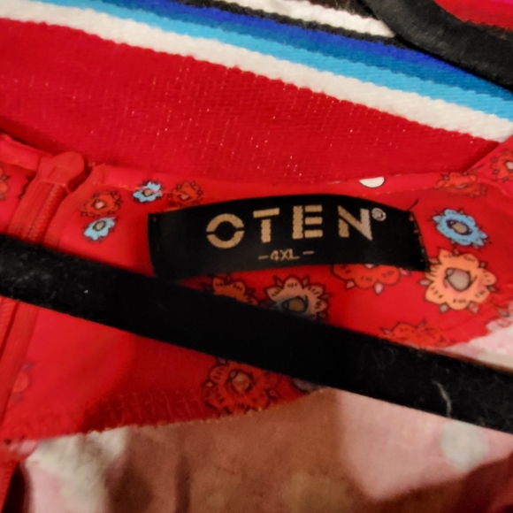 OTEN Red Floral Sugar Skull Day of the Dead Retro Rockabilly Dress Plus Size 4XL - Picture 5 of 5